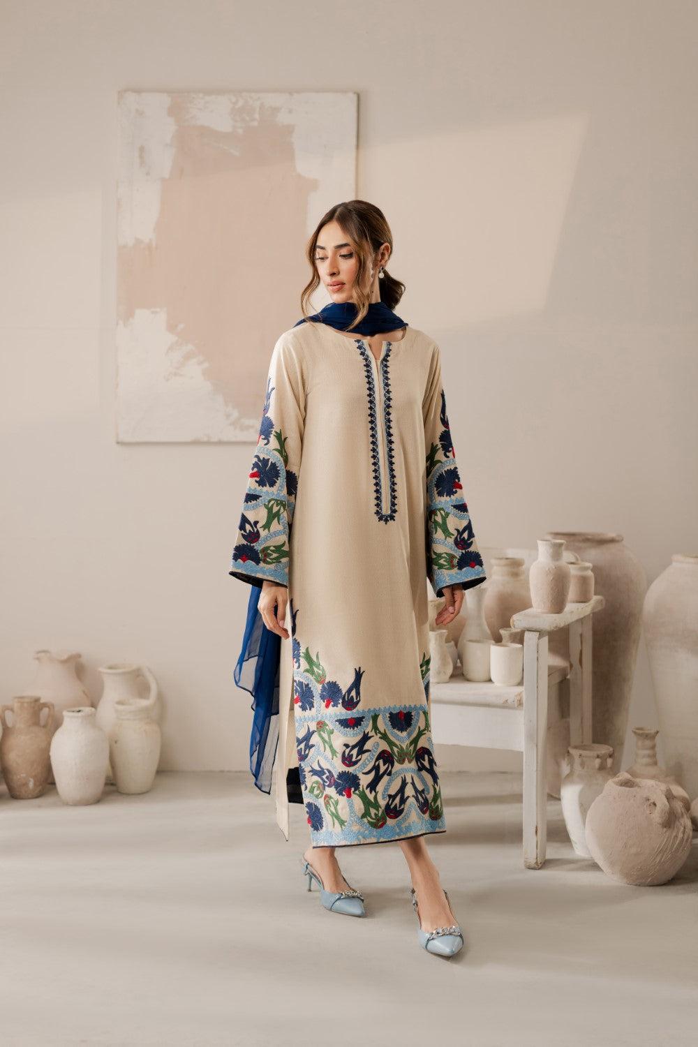 3 Piece Unstiched Embroidery Dhanak