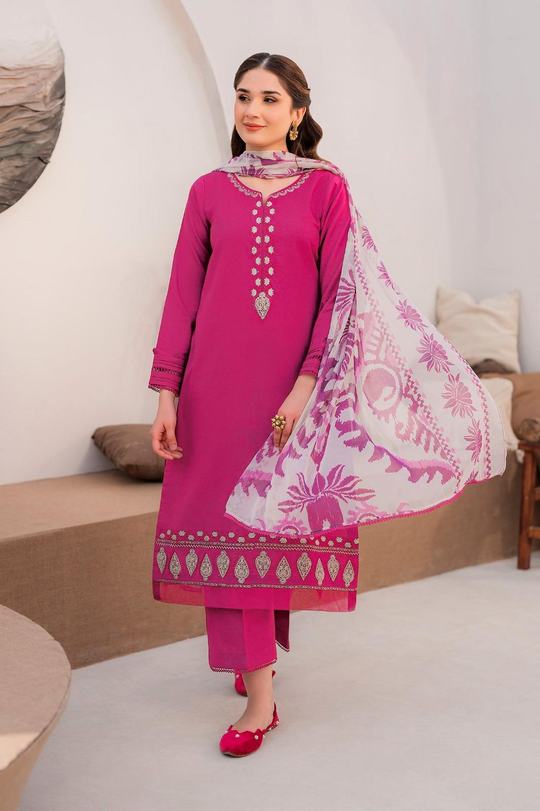 3 Piece Unstiched Embroidery Dhanak